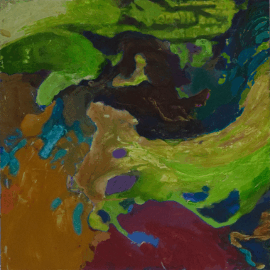 A painting of green and brown colors